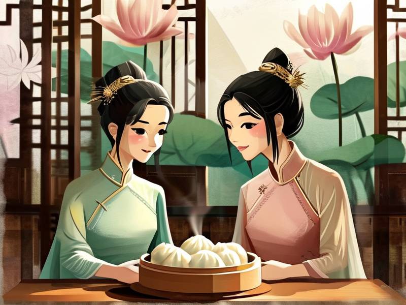 女生把自己的小笼包给男生看